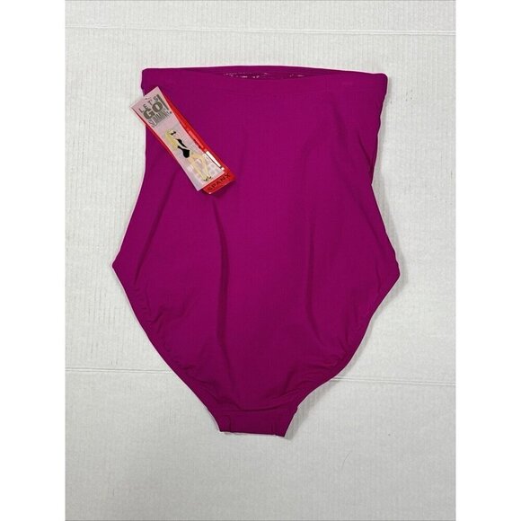 SPANX Let's Go Slimming Swimwear High Waist Bottom Women 10 Berry Pink New 8682 - Picture 12 of 16